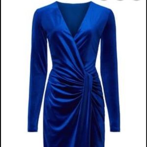 Black Halo Abina Stretch Blue Velvet Dress size 8